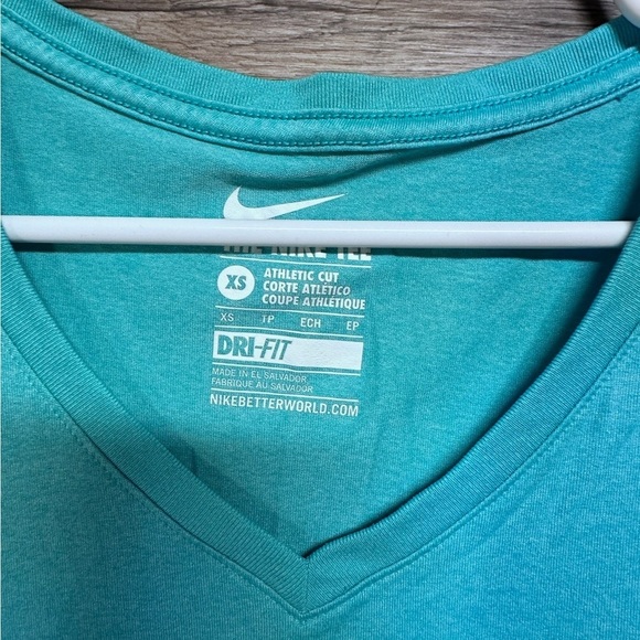 Nike Pastel Blue Vneck Dri Fit Short Sleeve Tee - Picture 3 of 7